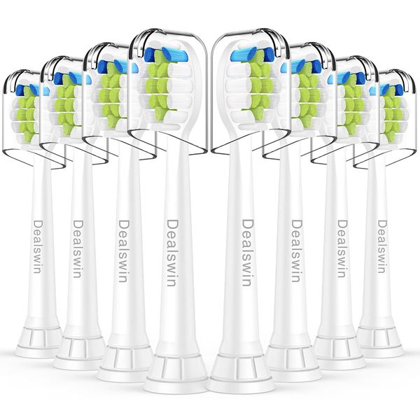 Dealswin Compatible Replacement Brushes for Phillips Sonicare Replacement Brush, Regular Size, 8 Pieces, Compatible with Diamond Clean, Easy Clean, Protective Clean, etc. White