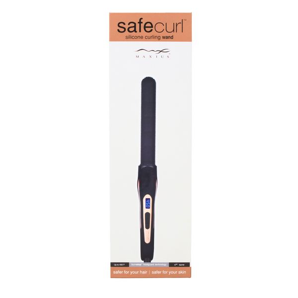 Maxius Safecurl Silicone Curling Wand with Burnstop Heatguard  1 1/8" Barrel