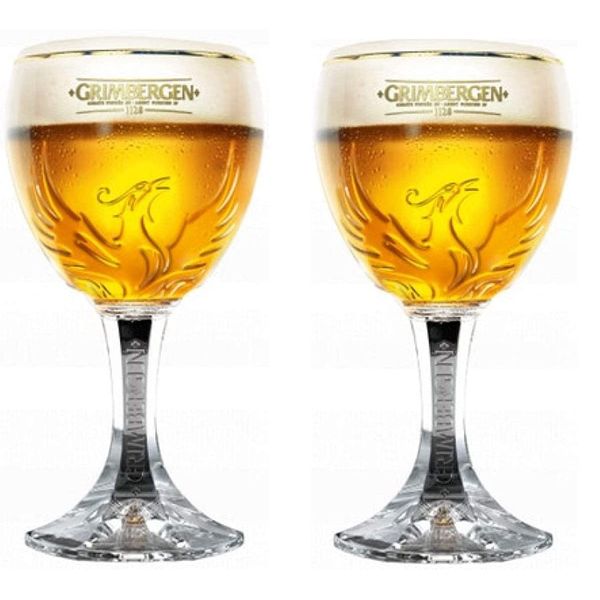 TUFF LUV Official Nucleated Grimbergen Belgian Beer Chalice/Glass 33CL [Set of 2]