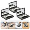 LALAFINA Eyeshadow Case, Empty Makeup Palette, Handmade, Cosmetics, DIY Case, Makeup Palette, Makeup Mirror Included, Set of 3 (Black)