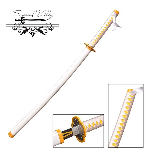 Sword Valley Cosplay Japanese Anime Agatsuma Zenitsu Sword, Carbon Steel Blade