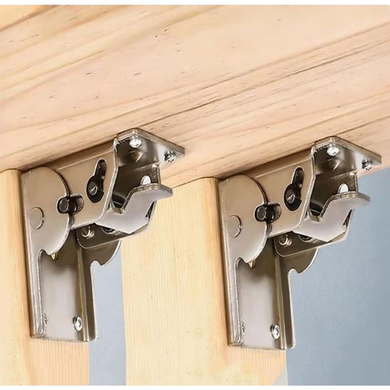 2 Pack 90 Degree self-Locking Folding Hinge Lock Steel Foldable Bracket ...