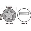 Round Star Metal Badge Lapel Pin 10 Pack (Silver)
