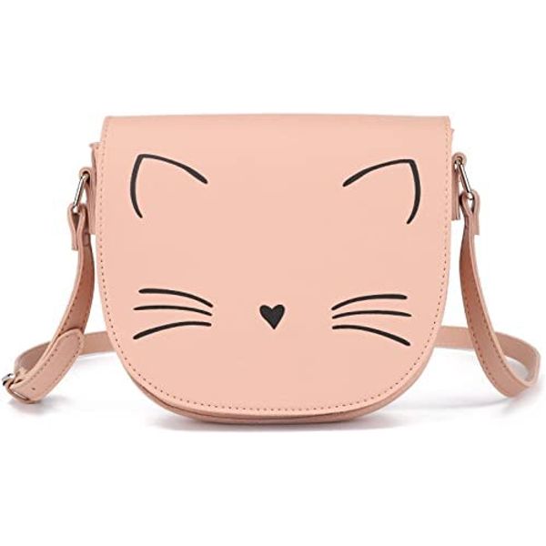 Gladdon Katze Umhängetasche Messenger Bag für Teenager, Kinder,Mädchen, kleine modische Geldbörse, Pink,Süße kleine Mädchen Taschen