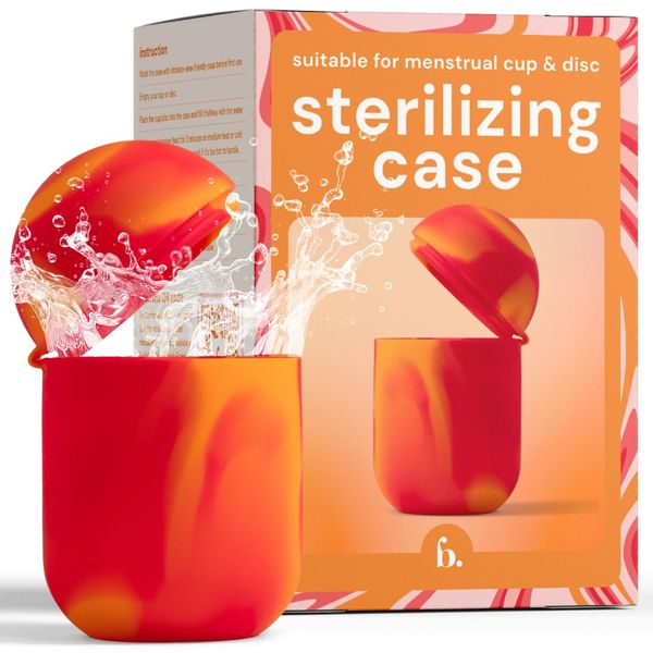 Bodyotics Comfycase - Menstruationsteller/Cup Wash Case - Orange & Rot - Sterilisator, Wasch- und Tragetasche für wiederverwendbare Discs & Cups