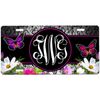Butterfly Monogram Personalized Novelty Car Tag Metal Sign