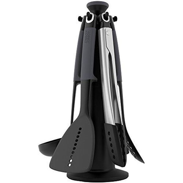 Joseph Joseph Nylon Kitchen Utensil Set with Rotating Storage Stand, 6-pieceGray