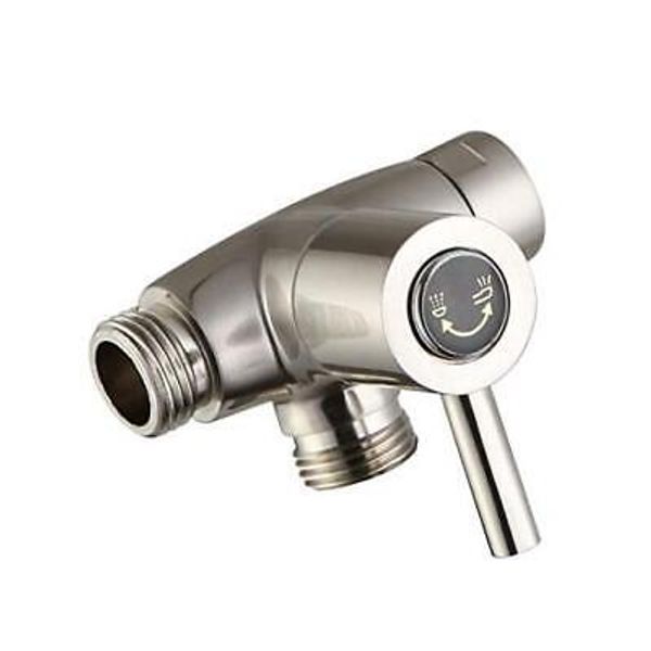 Solid Brass Shower Arm Diverter for Hand Held Showerhead and Brushed Nickel