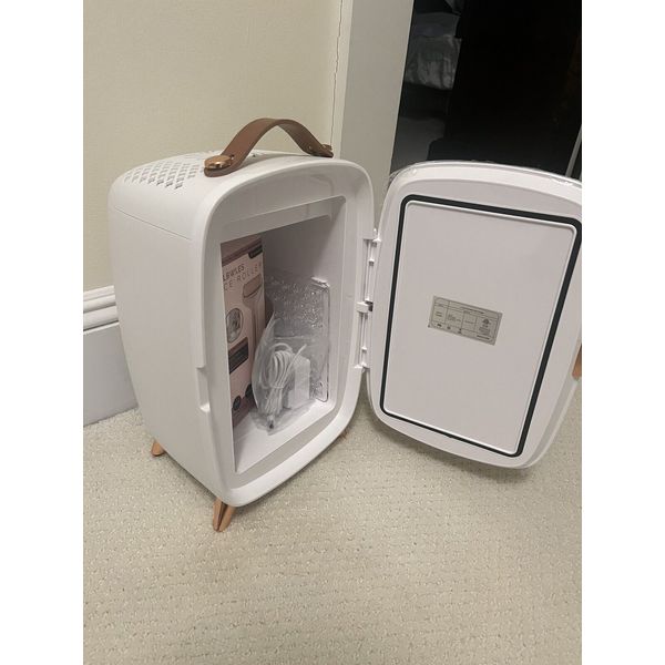Makeup Fridge w/Light Up Mirror By Splendora, White/Rose Gold Accents