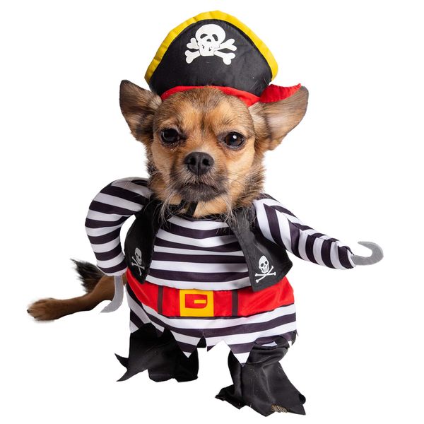 Pet Krewe Dog Pirate Costume & Cat Costume Medium | Pet Costume with Arms, Pirate Hat, Tunic, and Cape - Perfect for Christmas Holiday, Parties, Photoshoots, Gifts for Dog & Cat Lovers