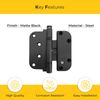 Ultimate 2d Adjustable Hinge noN-Removable Pin matte Black Finish