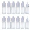 10ml/0.34oz Transparent Plastic Refillable Empty Dropping Refueling Bottles Eye Liquid Squeezable Dropper Vials Sample Packing Storage Holder Container with White Screw Cap And Removable Plug (25)