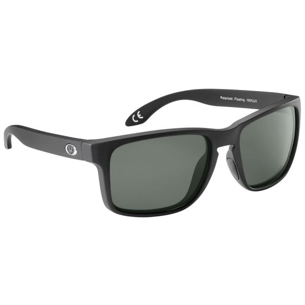 Flying Fisherman Lagoon Polarized Rectangular Sunglasses, Matte Black Frame/Smoke Lens, Medium