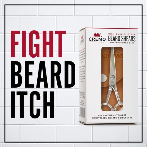 Cremo Beard Accessories, Beard and Mustache Stainless Steel Beard Shears with Synthetic Leather Carrying Case and Comb - Shape, Style And Groom Any Length Facial Hair