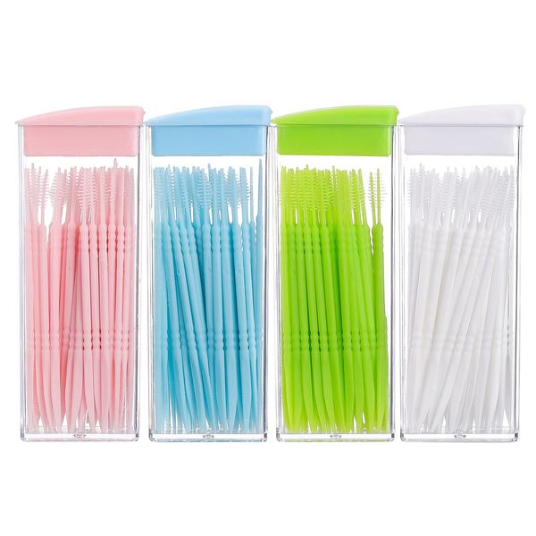 Healifty 200pcs Plastic Toothpicks Double-Ended Toothpicks Brush Teeth Sticks Teeth Cleaning Tool Portable Oral Care Tooth Picks