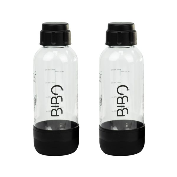 BIBO Fizz Bottles - Reusable BPA-free Sparkling Water Bottle - Soda Maker Bottle for Carbonated Fizzy Drinks On-The-Go - Compatible Fizz Sparkling Water Machine - 2 x 500 Milliliter, Black