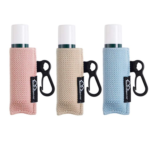 WK IEASON Lip Balm Holder Keychain Single 3pcs Clip on Chapstick Sleeves Holder Pouch Tight-Knit Elastic Lipstick Sleeve (Beige/light blue/light pink)