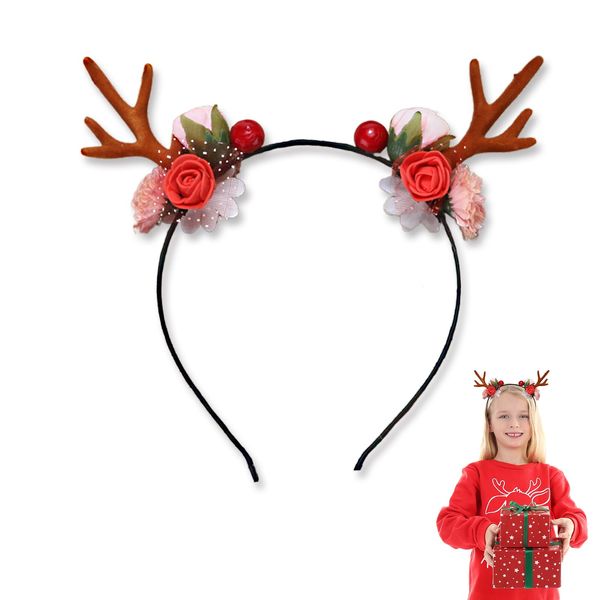 Reindeer Antlers Headband, Reindeer Ears, Reindeer Costume, Deer Antler Headband, Reindeer Antlers, Reindeer Hat, Holiday Hat, Antler Headpiece for Women Christmas Party Halloween Costumes