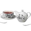Alchemy Gothic Bat Brew Magical Teapot Tea Cup for One Set, White
