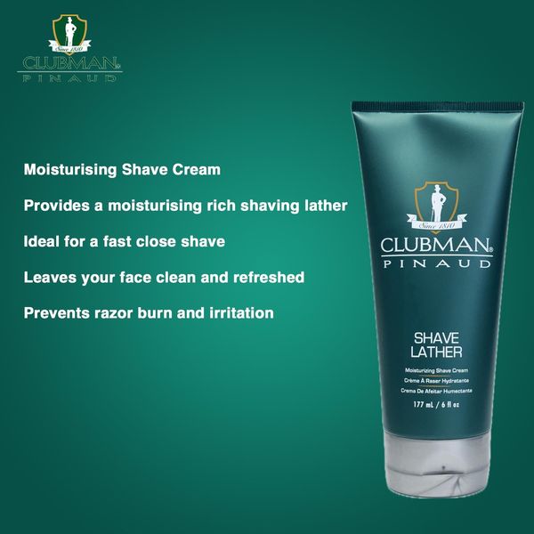 Shave Lather 177ml CLUBMAN PINAUD - Moisturizing Rich Mens Shaving Cream