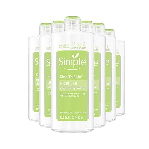 Simplekind To Skin Cleansing Water Cleanser and Makeup Remover for All Skin Types Micellar Moisturizing 90% 13.5 oz 6 Pack