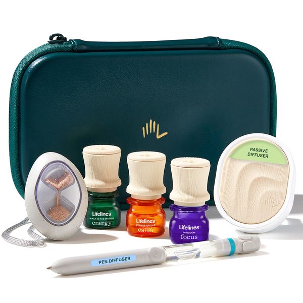 Lifelines Sensory Essentials Travel Set - Includes Everyday Aromatherapy Diffuser, Fidget Grounding Stone, Pen Diffuser & 3 Essential Oil Blends - Unique Sensory Gifts for Women & Men
