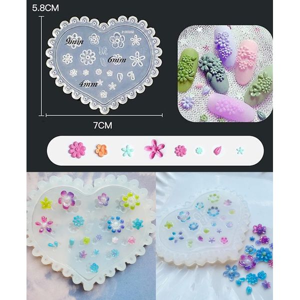 Ever Garden 3D Nail Flower Leaf Silicone Mold Resin Resin Mould Die Cutting Die, 3D Gel Nail Tool