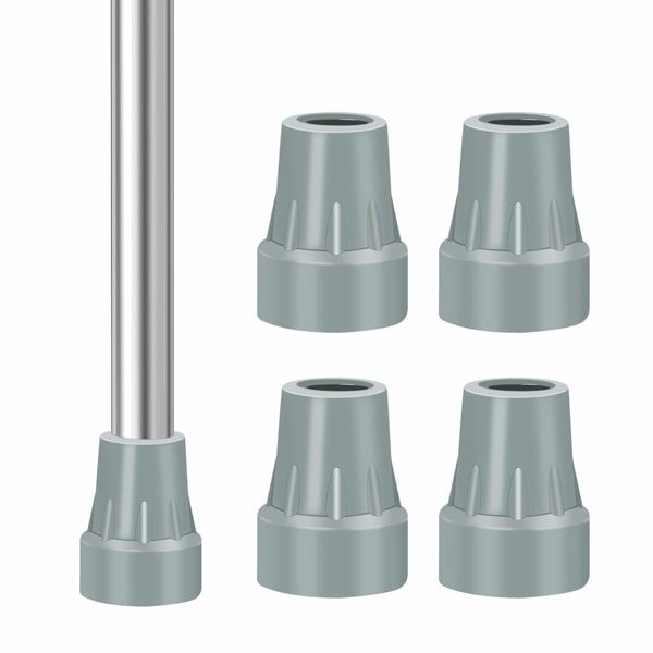 Luxmool Crutch Tips, 4 Pack Crutches Accessories, Crutch Tips 7/8 inch Heavy Duty, Upgraded Thickened for Crutches, Gray