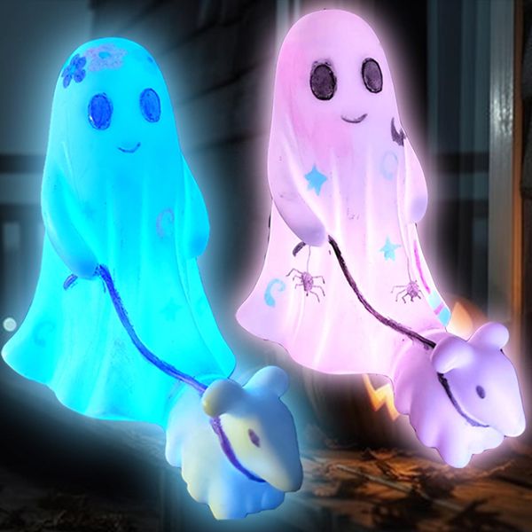 Paint Your Ghost Dog Walking Lamp Kit, Art Supplies Arts & Crafts Kit, Painting Kit for Kids 4-12, Toys Girls Boy Birthday Gift Ages 4-12, 2 Recolorable Ghost and Pumpkin Lanterns (Boy & Girl)