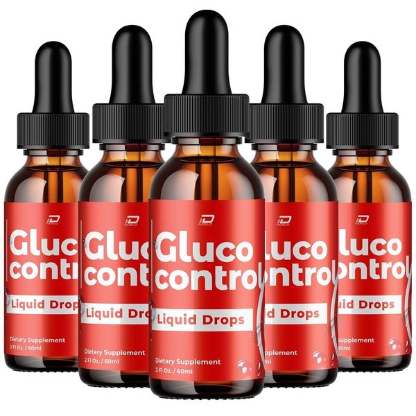 (5 Pack) Gluco Control Liquid Drops Healthy Blood Support - GlucoControl Drops