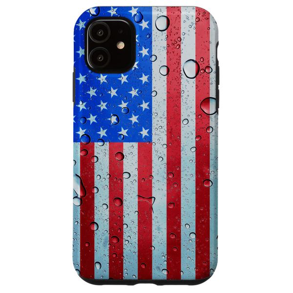 iPhone 11 American Flag Design Water Drop Pattern Phone Case