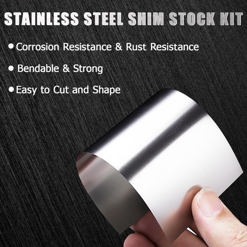 6PCS Stainless Steel Shim Stock Kit 6" X 6", Precision Metal Shims for Leveling and Spacing, 0.001", 0.0015", 0.002", 0.003", 0.004", 0.008" Thickness Shim Stock Assortment