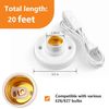  20ft Light Bulb Socket with Cord,E26/ E27 Lamp Base Desktop, Light Socket with Cord Light Bulb Base E26/ E27 Lamp Base Desktop Include Screw Cord On/Off Switch Hanging,Light Socket with Cord (20ft)