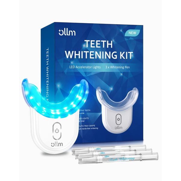 Teeth Whitening Kit Gel Pen Strips - Hydrogen Carbamide Peroxide for Sensitive Teeth, Gum,Braces Care 32X LED Light Tooth Whitener, Professional Oral Beauty Products Dental Tools 2 Mouth Trays