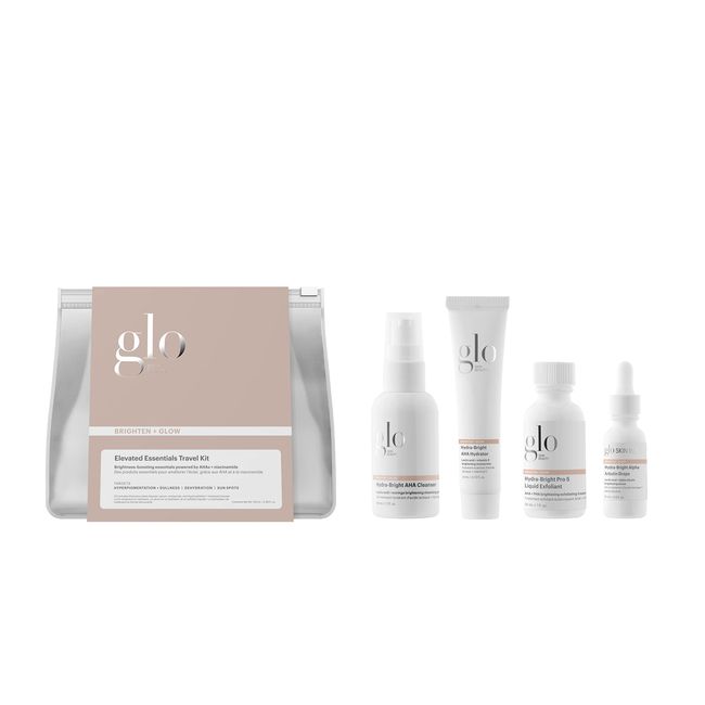 Glo Skin Beauty Brighten + Glow Travel Set | Mini Professional Skincare Kit | Travel Size Skincare Regimen Collection