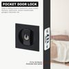 Square Pocket Door Lock Invisible Recessed Handle Latch Entry Privacy Black