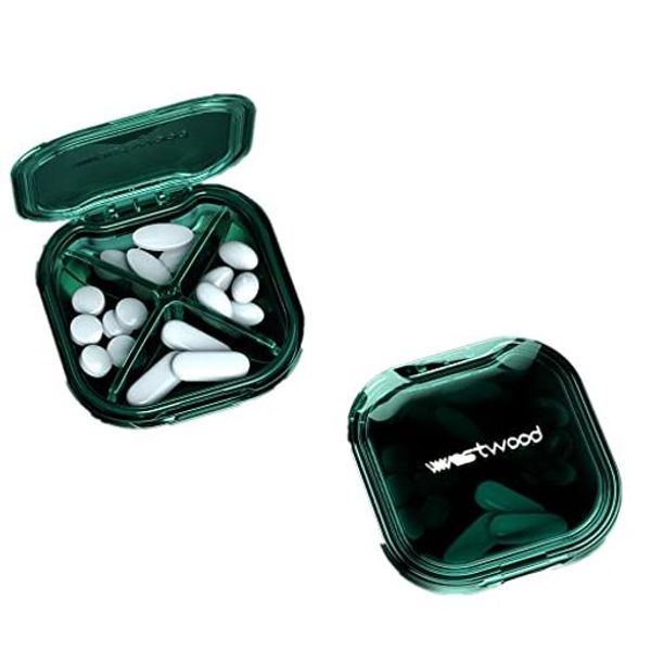 WOWHOUSE Medicine Case Pill Case Daily Pill Box 4 Types of Medication Lightweight TRITAN Safety Simple Fashion (Green)