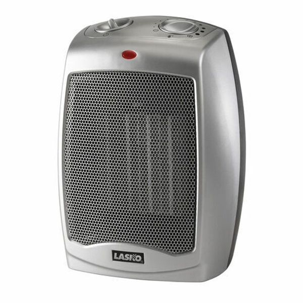 Lasko 1500W Electric Ceramic Space Heater，Adjustable Thermostat，754200，Silver