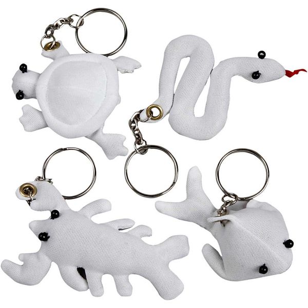 Fabric Creepy-crawly with Key Rings, Size 4-8 cm, 4asstd