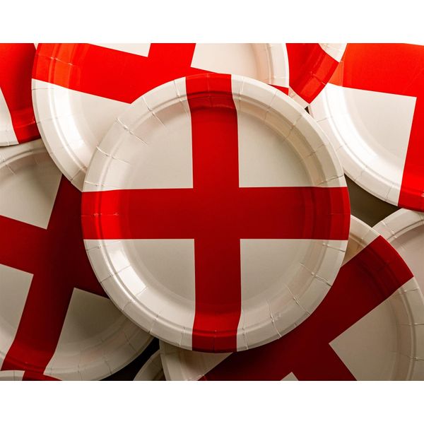 SHATCHI 10Pcs England Paper Plates St George Party Supplies for England Sporting Events Pub Football World Cup Celebrations Party