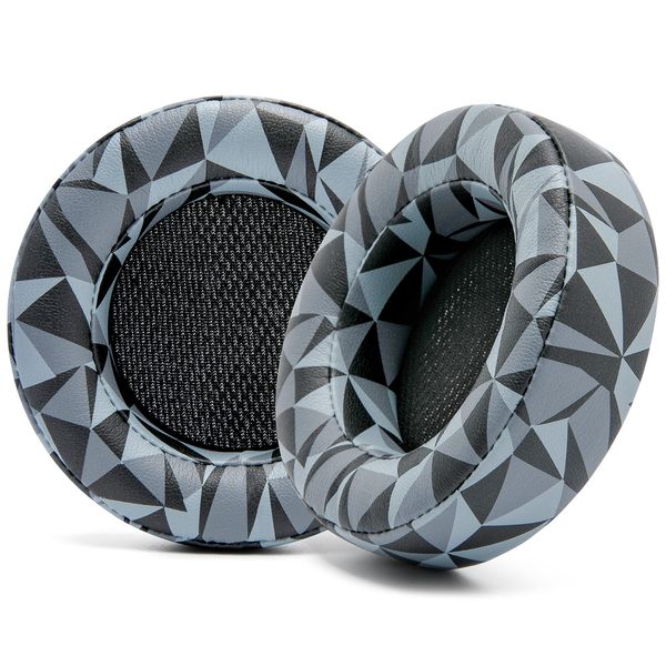 WC Upgraded Replacement Earpads for Corsair Virtuoso Gaming Headset Made by Wicked Cushions | Improved Durability, Thickness, Softer Leather, and Sound Isolation | (Geo Grey)