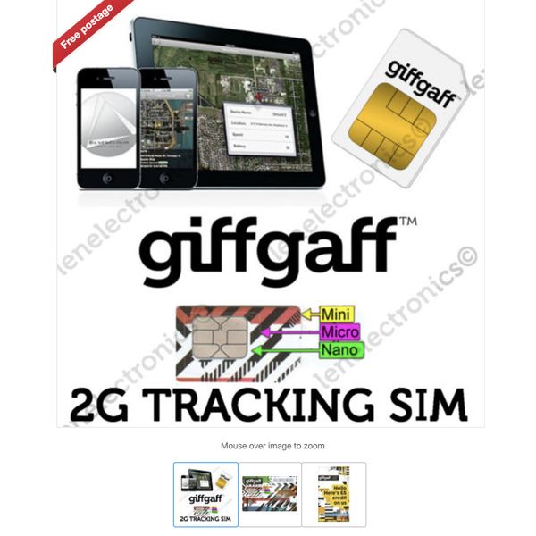 2G Sim Card for GPS Tracking Device Tracker GSM Car Pet Child Personal on PAYG