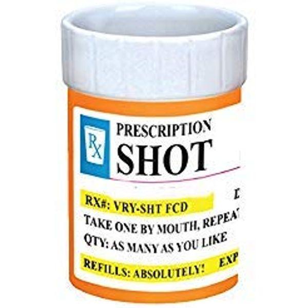 Shot Glasses - Prescription Pill Bottle Shot Glass 2 oz Rx Unique Funny Novelty 1 Shot Glass set, Great Gag Gifts Shot Glasses for Vodka, Whiskey, Tequila, Espresso, Gag Gift for Men, Secret Santa