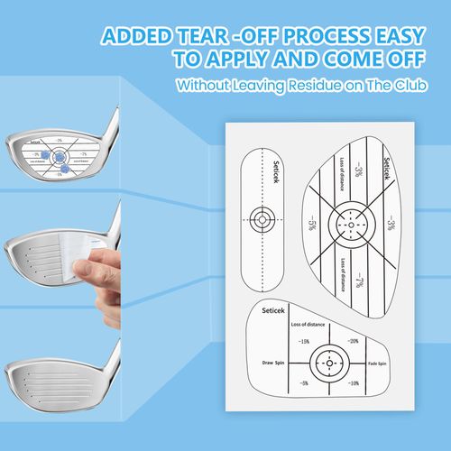 Seticek Golf Impact Tape Set 300Pcs, Self-Teaching Sweet Spot and Consistency Analysis, Golf Club Impact Stickers for Woods Irons and Putters Each 100 Pcs,Useful Training Aid Improve Ball Striking