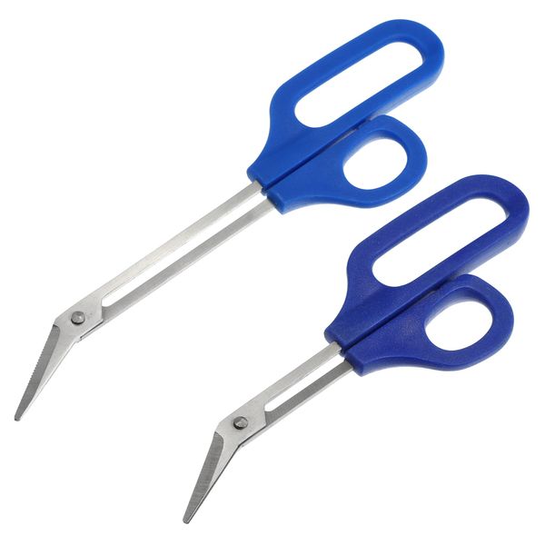 VOCOSTE 2pcs Foot Nail Scissors Elderly Thick Nail Cuticle Trimmer Long Handle Manicure Pedicure Tool Stainless Steel Blue