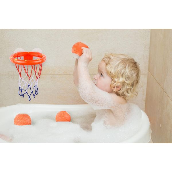 BRITENWAY Bath Toys - Bathtub Basketball Hoop for Kids w/ 3 Balls - BPA Free Plastic Toddler Bath Toys for Boys & Girls - Easy to Set Up Basketball Shooting Game w/ Suctions Cups for Flat Surface