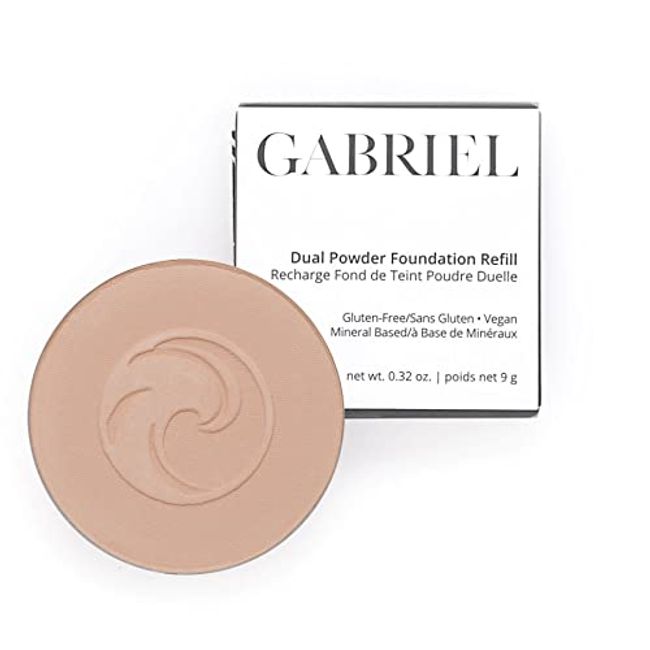 Gabriel Cosmetics Dual Powder Foundation, Natural, Paraben Free, Vegan, Gluten-free, Cruelty-free, Non GMO, Pressed mineral powder, enhanced with Sea Fennel (Light Beige REFILL)