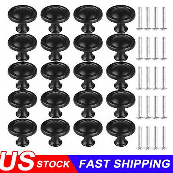 30 Pack Kitchen Cabinet Knobs Hardware Drawer Cupboard Handle Pulls Black Round