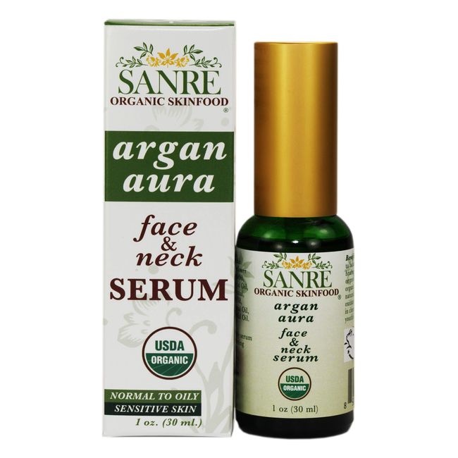 SanRe Organic Skinfood - Argan Aura - 100% USDA Organic Clearing and Anti-Aging Serum For Aging to Problem Skin