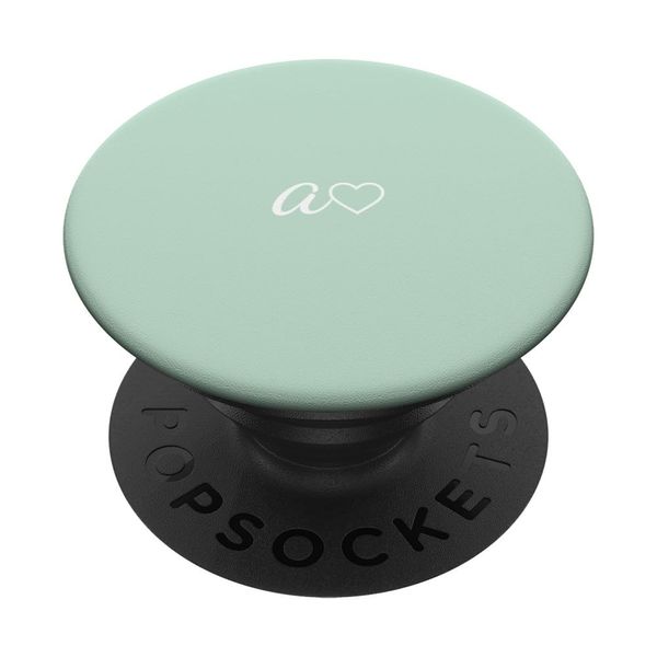 White Initial Letter A Heart Minimalist Green PopSockets Swappable PopGrip